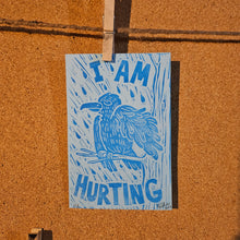 Charger l'image dans la galerie, I Am Hurting Block Print | Lino Block Print | Limited Crow Print | Bird Art Print | Healing Journey | Canadian