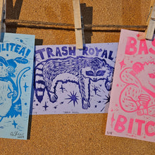 Charger l'image dans la galerie, Trash Trifecta Block Print Set | Lino Block Print | Limited Possum Print | Mouse Art Print | Raccoon Art | Canadian