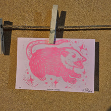 Charger l'image dans la galerie, Screaming Possum Block Print | Lino Block Print | Limited Possum Print | Cute Possum Print | Sassy Art | Canadian