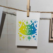 Charger l'image dans la galerie, Third Eye Cat Lino Print (4x6)