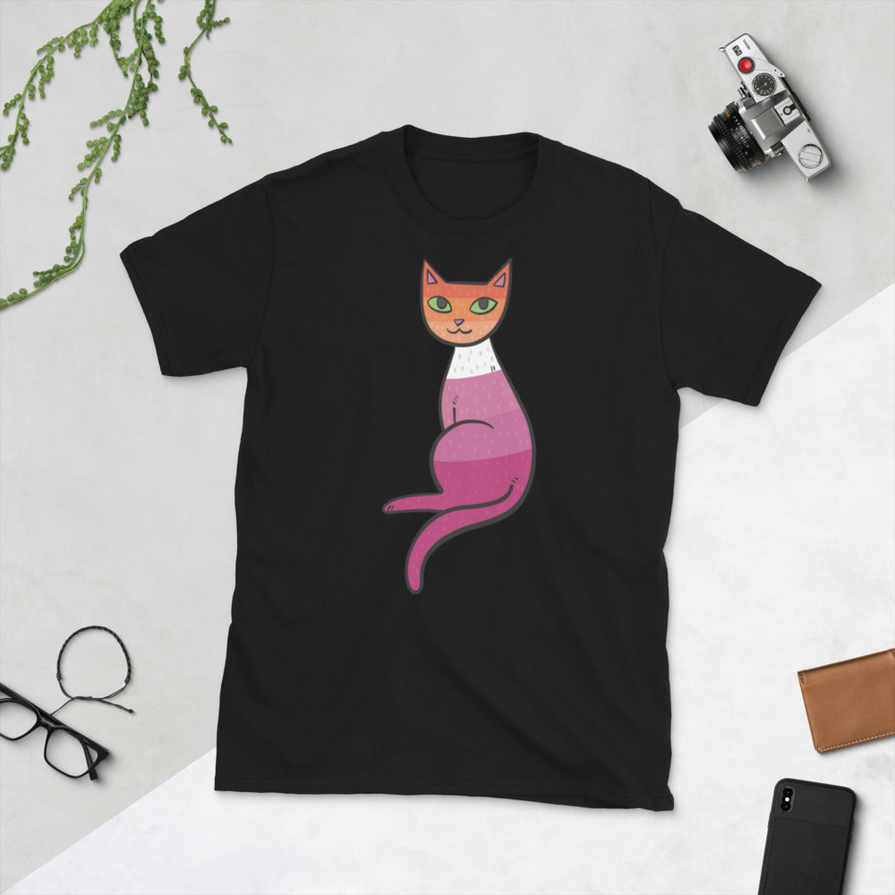 Lesbian Pride Cat Short-Sleeve Unisex T-Shirt