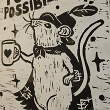 Charger l&#39;image dans la galerie, To Possibilitea Block Print | Lino Block Print | Limited Mouse Print | Cute Mouse Print | Gift for Tea Lover | Canadian
