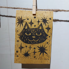 Load image into Gallery viewer, Sparkly Cat Lino Print

