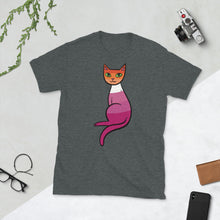 Load image into Gallery viewer, Lesbian Pride Cat Short-Sleeve Unisex T-Shirt
