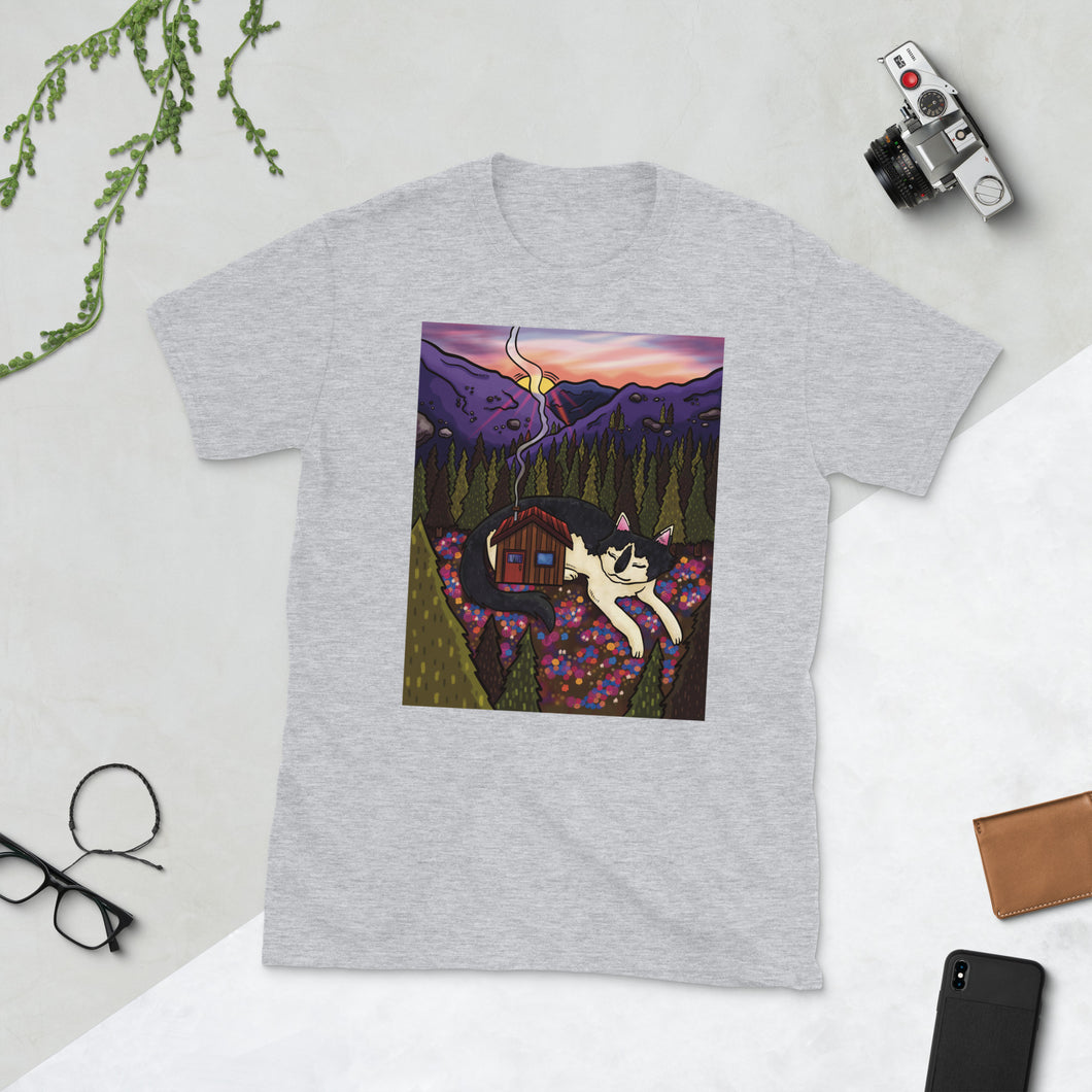 Cabin Cat At Sunset Short-Sleeve Unisex T-Shirt